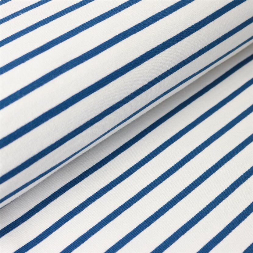 "French Terry Stripes - Ecru/Admiral Blue: A Perfect Combo"
